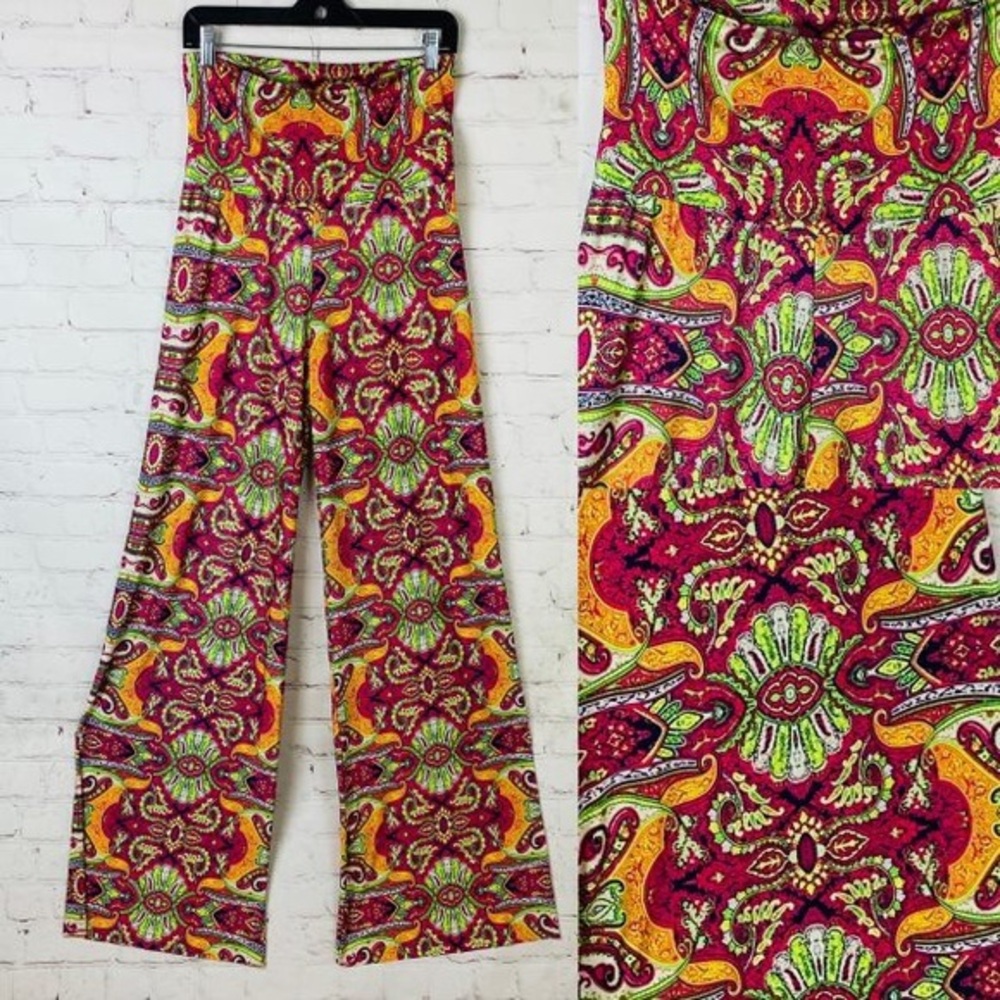 Boho Pink Print Wide Waistband Chillin Pants